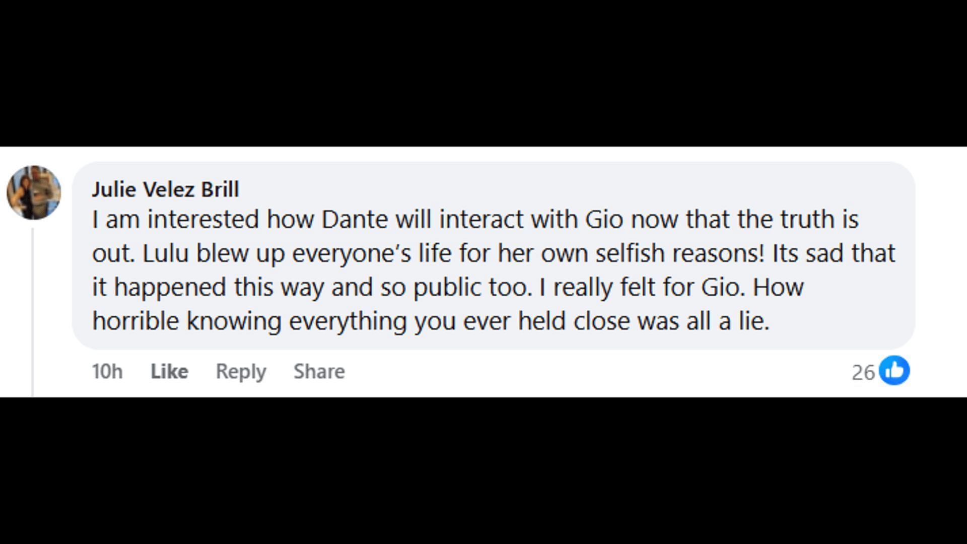 A post made by a fan, criticizing Lulu for ruining everyone's life (Image via Facebook/General Hospital Fans - Official)